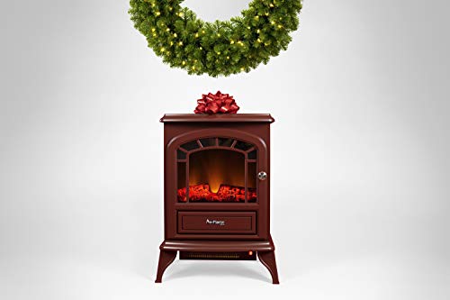 e-Flame USA Aspen Freestanding Electric Fireplace Stove - 3-D Log and Fire Effect (White)