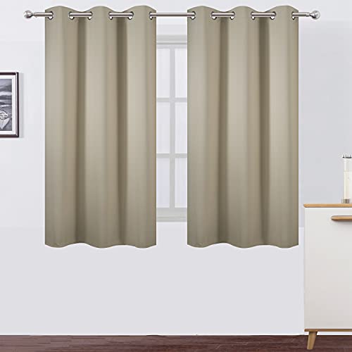 Image of LEMOMO Beige Blackout Curtains 34 x 54 Inch Length /Set of 2 Curtain Panels /Thermal Insulated Room Darkening Blackout Curtains for Bedroom