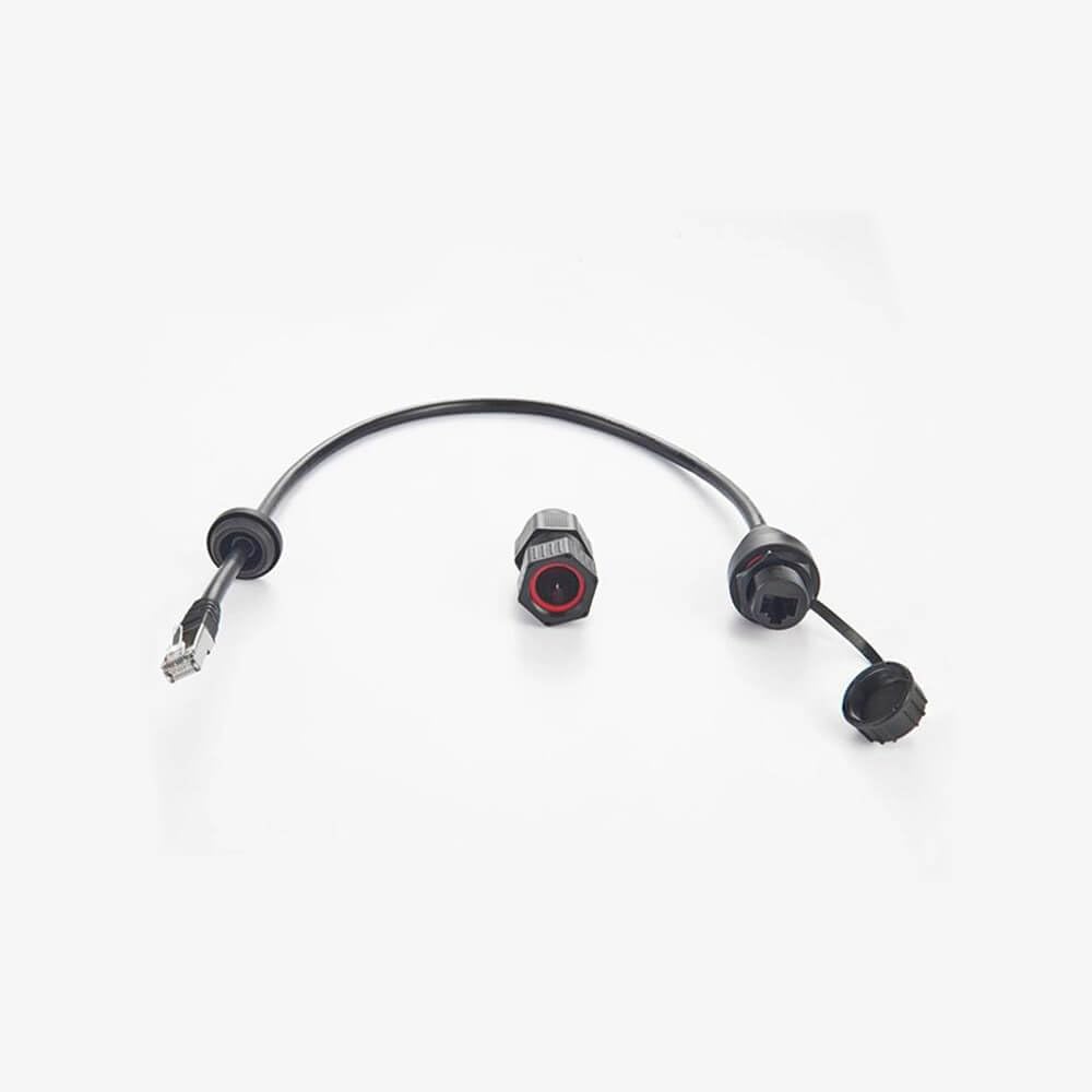 Waterproof RJ45 Male to Female Cable Panel Mount with Cable Gland 0.5Meter