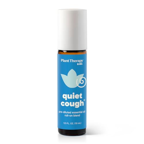 Plant Therapy KidSafe Quiet Cough Essential Oil Roll-on Pre-Diluted 10 mL (1/3 oz) 100% Pure, Support Respiratory Health, Ease Congestion