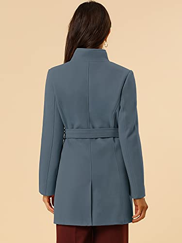 Image of Allegra K Women's Winter Elegant Stand Collar Overcoat Long Belted Pea Coat