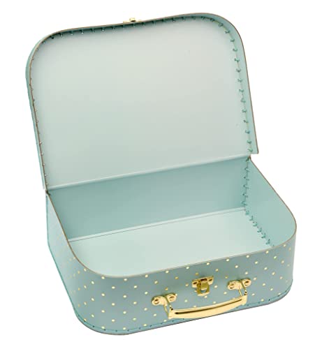 Jewelkeeper Paperboard Suitcases, Set Of 3 – Vintage Decorative Storage Box - Luggage Decor Storage - Gift Boxes For Birthday,Weddings,Anniversary – Old Home Decoration - Turqoise And Gold Design #TOP5