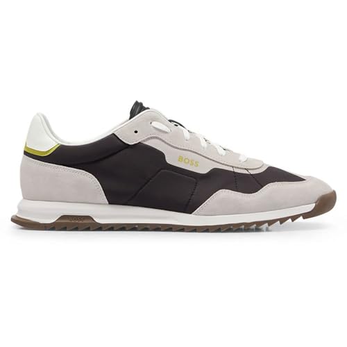 Image of BOSS Men's Zayn Low Profile Suede Leather Two Tone Sneaker