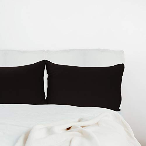 Stretch Pillowcases Standard Size 2 Pack - Micro Jersey Knit & Ultra Soft - Set Of 2 Pillow Cases, Black #TOP5