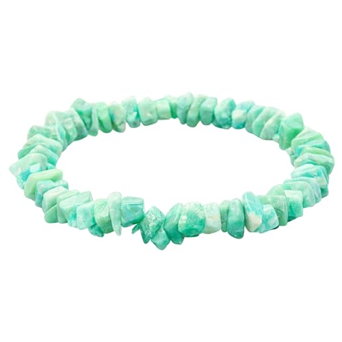 Image of Certified Amazonite Bracelet for Women Men with Healing Crystal and Reiki Stone - Beautiful Gemstone Beaded Bracelet for Balance, Harmony & Positive Energy (Chips Stone Beads)