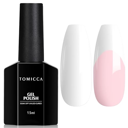 TOMICCA Vernis Semi Permanent Blanc Couleurs, 15ml Vernis Gel UV Semi Permanent Nail Art Gel Blanc Soak Off UV LED Vernis-Gel Manucure
