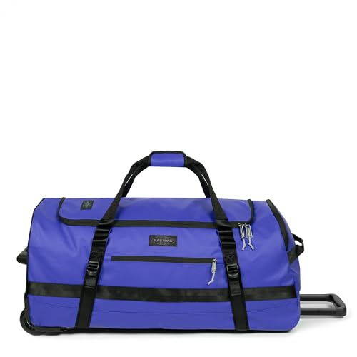 Eastpak Duffel Pack Wheel L - 90L Reisetasche mit Teleskopgriff, wandelbare Rucksackgurte, wetterfeste Oberfläche und Ausrüstungsschlaufen, Tarp Blue, Small, Duffel Pack Wheel