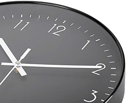 DIYZON Black Wall Clock, 12'' Modern Minimalist Silent Clock, No Ticking Quartz Movement Powered by Battery, Easy to Watch, Ldeal for Decorating Bedroom, Kitchen, School, Office