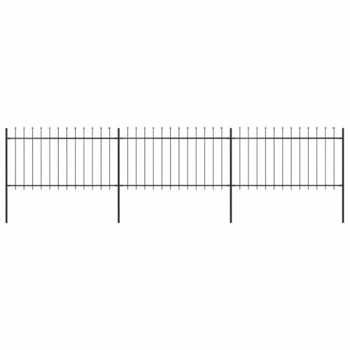 Image of vidaXL Garden Fence Spear 5.1x1m Outdoor Panels Barrier Border Decorative Landscape Privacy Edges Black Steel Rust-Resistant Metal