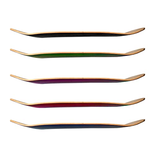 Yocaher Professional Canadian Maple Stain Skateboard Deck - Double Tail Skateboards With Assorted Stain Color Decks W/Detached Black Pro Skateboard Grip Tape (Set Of 5) (7.5") #TOP1