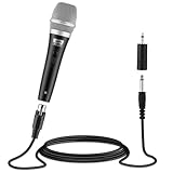 Moukey Dynamic Karaoke Microphone, Metal Handheld Wired Mic with 13 ft XLR Cable, Compatible with Karaoke Machine/Speaker/Amp/Mixer, for Singing, Speech, Wedding, Black