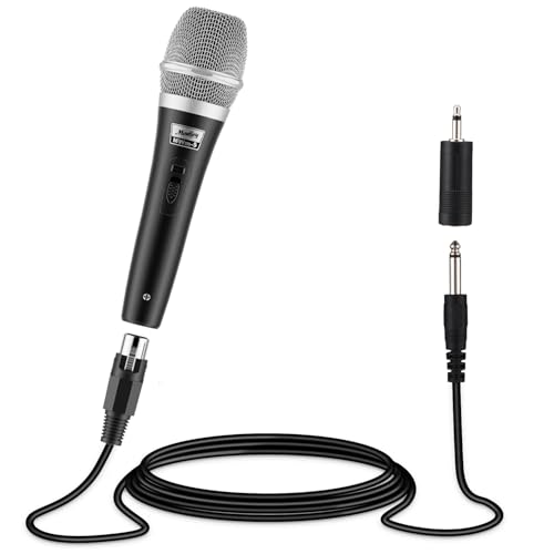 Moukey Dynamic Karaoke Microphone, Metal Handheld Wired Mic with 13