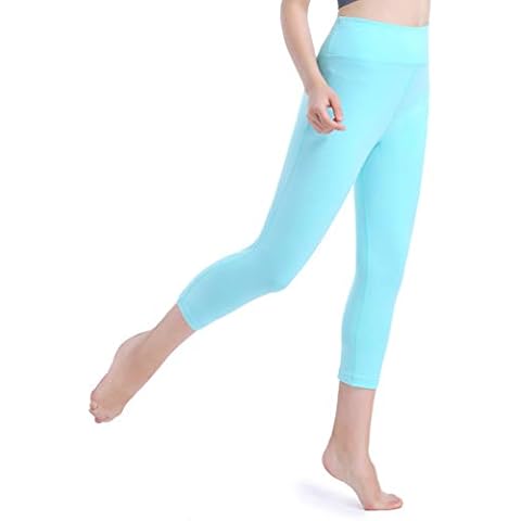 Tamlien Women's Yoga Capris Pants & High Waist Tummy Control for Workout Running Sport Exercise Athletic Leggings (X-Large) Turquoise Cover