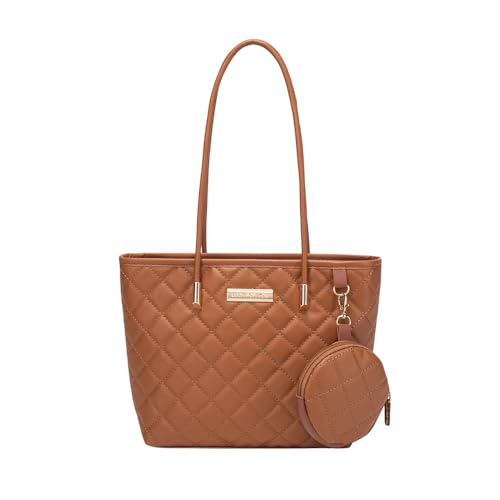 Carteira e bolsa feminina moderna, bolsas transversais femininas, bolsa de alça superior, bolsa de ombro com pequenas bolsas penduradas, Marrom