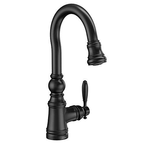Moen Weymouth Matte Black One Handle Pulldown Bar Faucet, S53004BL - image 1