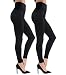 Diravo 2 Pack Women's Fleece Lined Leggings Soft High Waist Slimming Winter Warm Leggings (Black)