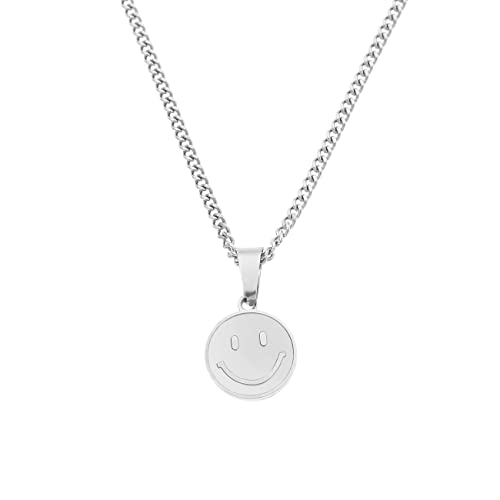 Made by Nami Herren Halskette mit Smiley Face Anhänger - 60 cm...