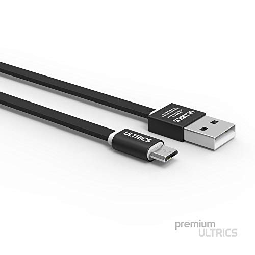 Image of ULTRICS Micro USB Cable 1M, Flat USB to Micro USB Charging Cable Android Charger Cable Data Sync Lead Compatible with Galaxy S7/S6 Edge, Sony, HTC, LG, Moto, Tablets, PS4 (Black)