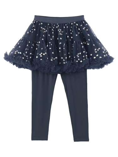 Sywiyi Kids Girls Leggings with Skirt Footless Pants Ruffle Twinkle Star Tulle Tutu Skirt Leggings 1-7 Years3