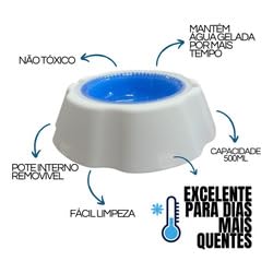 Bebedouro Pet Gelado 500ml com Gel Interno - Água Fresca para Cães e Gatos