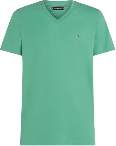 Tommy Hilfiger Herren T-Shirt Kurzarm Essential Tee mit V-Ausschnitt, Grün (Fort Green), M – Ansicht 4