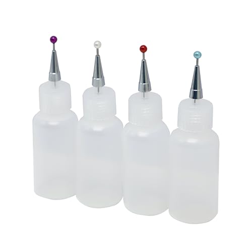 MAHITOI™ Ultra-fine Tip Applicator Bottles, Clear, for storing & applying craft supplies & mediums like glitter, glue, paint, stains, inks - Creative Crafter (2, CT1008, Round, 20, Milliliters)
