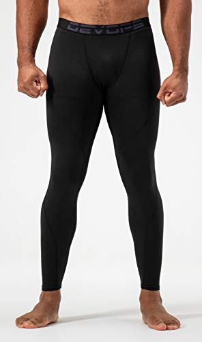 Devops Men's Thermal Compression Pants, Athletic Leggings Base Layer Bottoms (2 Pack) (X-Large, Black/White) #TOP6