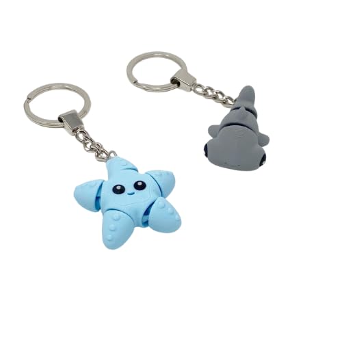 Starfish Hammerhead Fidget Keyring Bundle, Sensory Star fish Keyring, Hammerhead Shark Stress Relief, Cute shark Keyring, Flexible starfish Keyring, Hammer head Fidget, ADHD