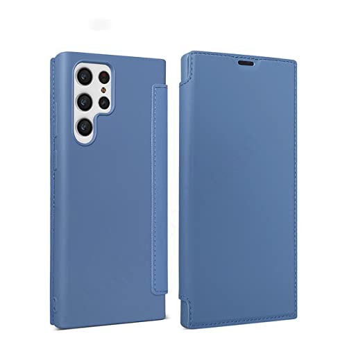 Étui Galaxy S22 bleu foncé protection cuir souple pour bureau