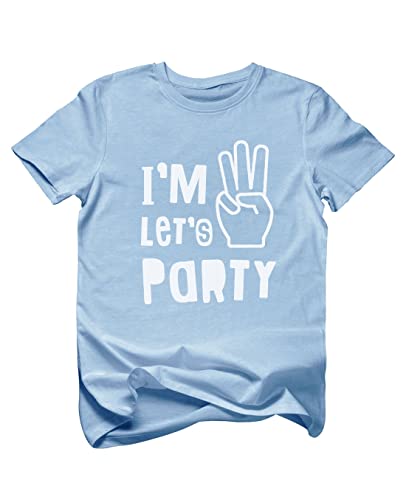 I'm Three Let's Party 3rd Birthday Shirt Cute 3rd Birthday Gift Toddler T-Shirt 3T California Blue