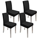 hicoosee Pack de 4 Fundas para Sillas de Comedor, Fundas Sillas Comedor de Elástica, Universal Extraíbles y Lavables Fundas de Sillas para Comedor Hotel Banquete Oficina Boda Hogar, Negro