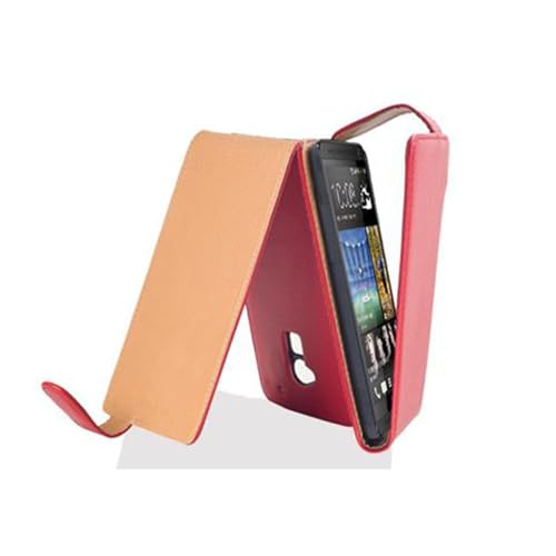 Cadorabo Funda para HTC One MAX in Rojo Infierno   Cubierta Proteccíon Estilo Flip de Cuero Sintético Estructuro   Etui Case Cover Carcasa
