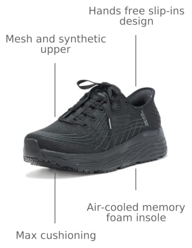 Image of Skechers Women's Max Cushioning Elite Eltra | Work, Slip-ins, Slip Resistant, Electrical Hazard, Air-Cooled Memory Foam, Heel Pillow, Bungee