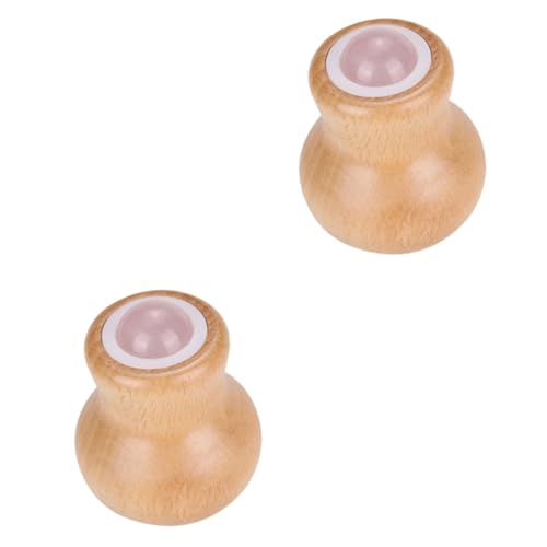 FOMIYES 2pcs Jade Facial Masaager Roller Wooden Handle for Puffiness and Skin Massage Beauty Tool