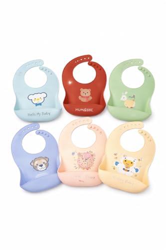Image of SAFE-O-KID Premium Silicone Baby Bib - Lightweight, Foldable, Non-Toxic Bib with Spill-Proof, Adjustable, Soft, BPA Free Easy-to-Clean Feeding Bib for toddlers - Assorted