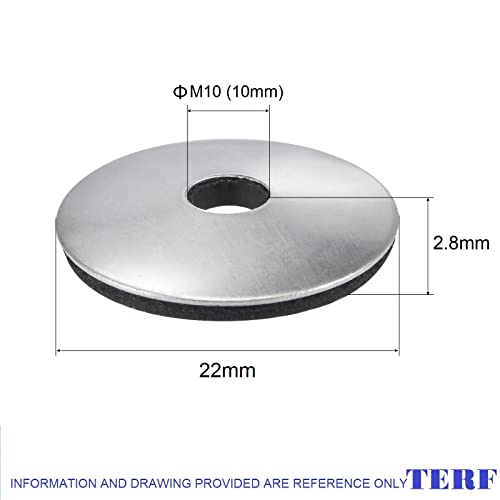 TERF® M10 (10mm) X 25mm X 2.8mm Bonded Sealing Washers Galvanised Steel EPDM Neoprene Rubber Bonded Gasket Washers Silo Washer Size 10.0mm ID X 25mm OD X 2.8mm Thickness - Image 3