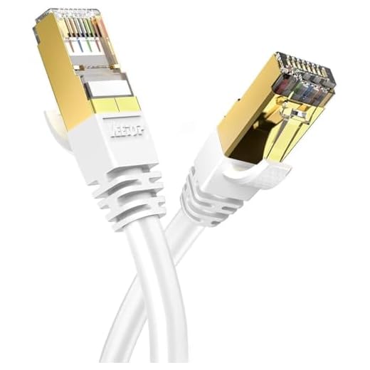 Veetop Ethernet kabel Lan Cat 8 Nätverkskabel, Internetkablar Höghastighets 40 Gbps / 2000 Mhz SSTP med RJ45 Guldpläterad (2m, Vit)