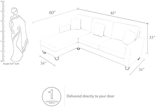 Image of Torque - Moscow 1 Seater + 4 Seater L Shape Fabric Sofa Set (Left Side, Dark Brown) with Ottoman for Living Room|Bedroom,Office,Home Furniture |1 Year Warranty