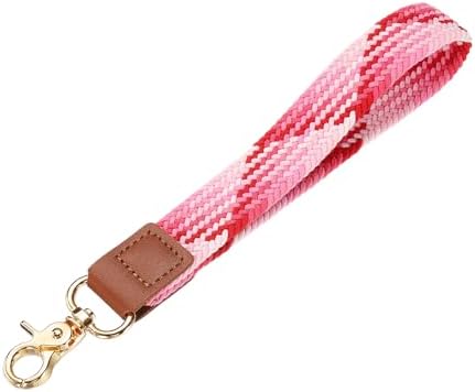 Wrist Lanyard Keychain: Leather Accent, Patterned Strap