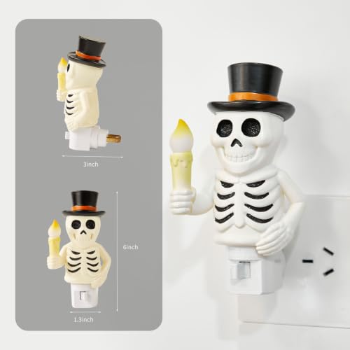 Image of Skull Night Light, 2026 New Skeleton Night Light, Halloween Horrible Light Decoration for Halloween Party and Home Decor (White)