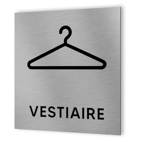 DECOHO - Pictogramme format 20 cm x 20 cm en Dibond Aluminium brossé - Modèle Vestiaire - Argent