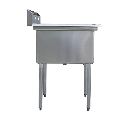 Image of AmGood Stainless Steel Prep & Utility Sink | 304 Stainless Steel | Overall Size: 29 3 /4 inch x 23 5 /8 inch | Restaurant, Kitchen, Laundry, Garage | NSF (Bowl Size: 24 inch x 18 inch No Faucet)