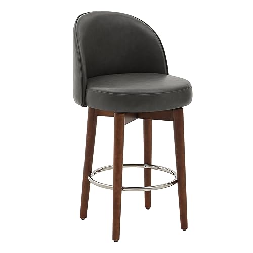 CHITA Butacos de Barra Altos Set de 2, Butacas Giratorias para Isla de Cocina, Altura de Asiento 26.4", Cuero Sintético, Gris Retro miniatura 4