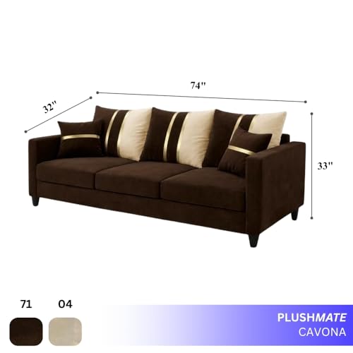 Image of Jester Plush Comfort Sofa | 3 Seater | Luxury Velvet Suede Fabric | Modern Living Room Sofa | Dark Brown