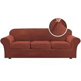 H.VERSAILTEX Modern Velvet Plush 4 Piece High Stretch Sofa Slipcover Cover Furniture...
