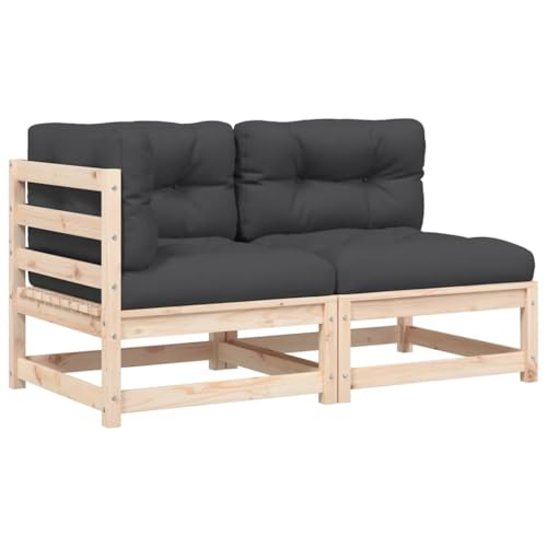 vidaXL Gartensofa 2-Sitzer, Modular Sofa mit Kissen, Gartensessel Ecksofa mit Latten-Design, Relaxsessel Lounge Sessel Gartenmöbel, Massivholz Kiefer