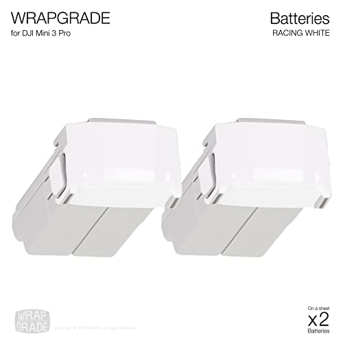 Image of WRAPGRADE Skin Stickers Compatible with DJI Mini 4 Pro /Mini 3 Series | Two Batteries (Racing White)