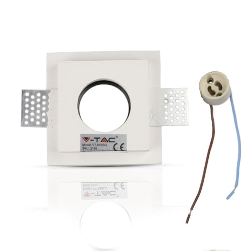 VT-866 Gips-Leuchte mit schwarzem Metallsockel, 1 x GU10, Weiß