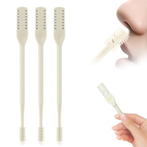 3PCS Nasal Hair Cutter,2026 Upgraded Manual 360° Rotating Nostril Hair Removal Tool Double Sided Nose Hair Blade,Nose Hair Trimmer with Ear Picker for Women Men Travel Essentials (Beige)
