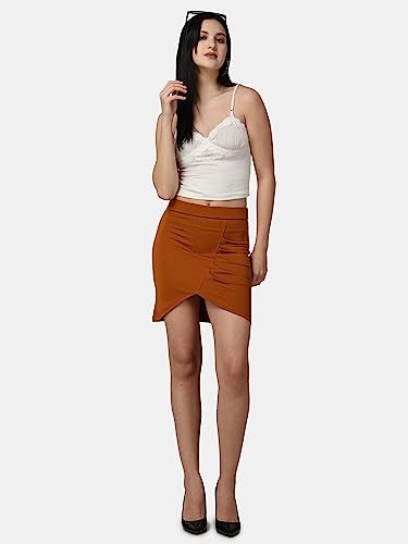 Image of POPWINGS Casual Shimmer Solid Sarong Mini Skirt for Women | Summer Skirt for Women | Mini Skirt for Women